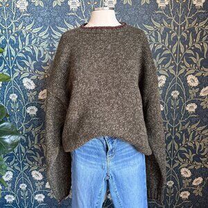 Vintage 90s Eddie Bauer Brown Green Marled Wool Sweater